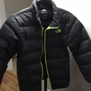 Little boys grey puffy north face jacket